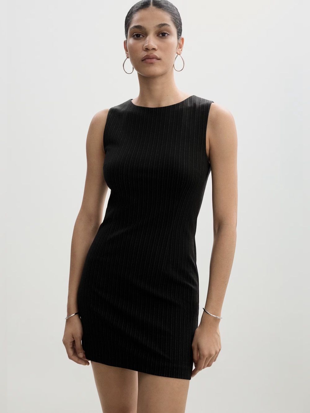 Mango Black striped short dress NWT